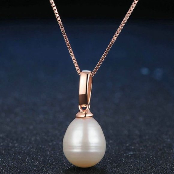 18k Rose Gold Freshwater Pearl Necklace S925 - Picture 2 of 6